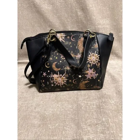 Betsey Johnson Black and Gold Starry Satchel - Picture 4 of 14
